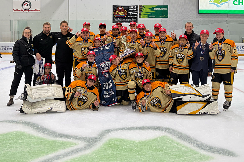BWC U15 team celebrates after winning the Western Elite Invitational Tournament.